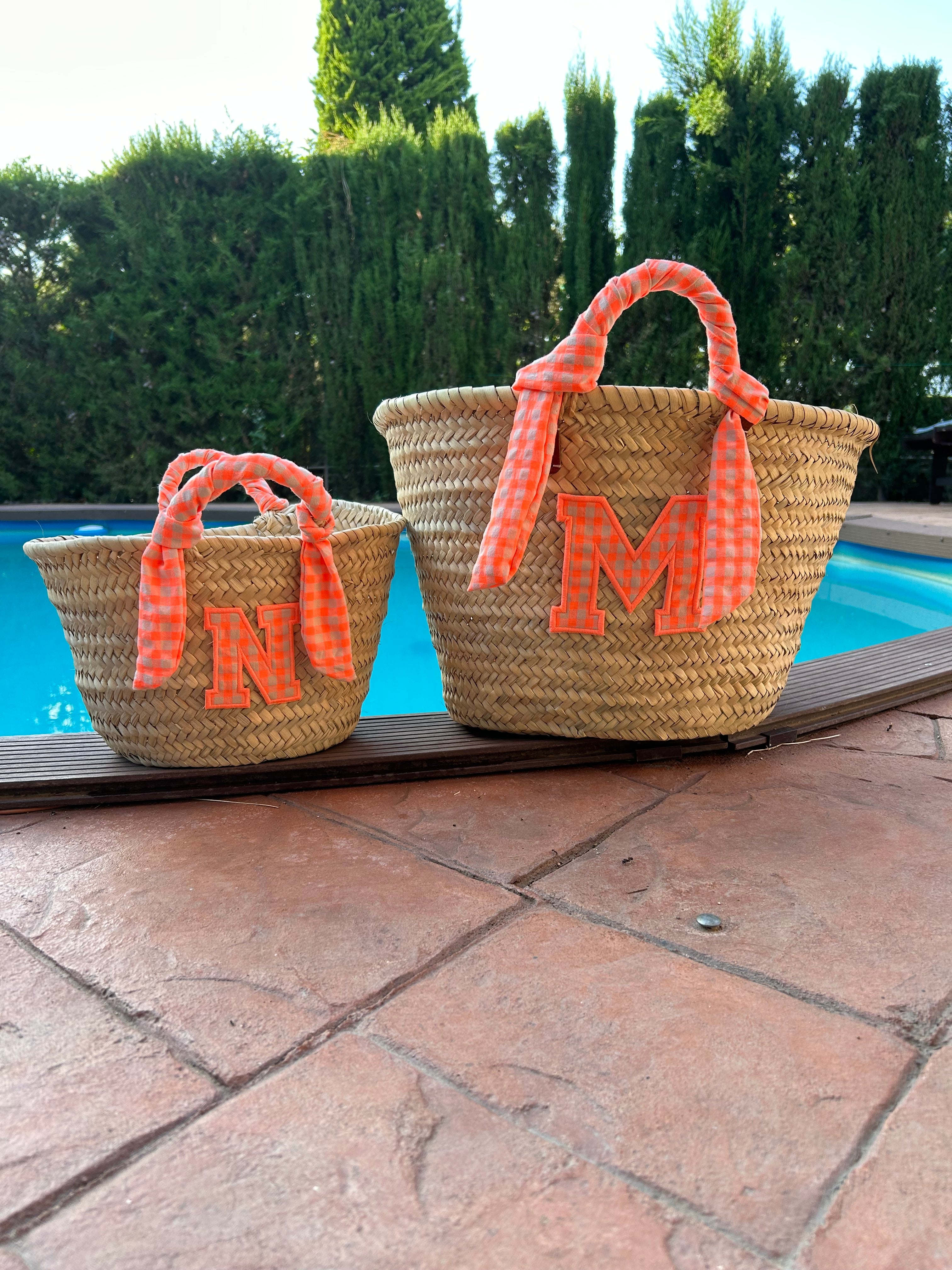 Bolso Personalizado Cesta De Mimbre Con Inicial Capazo